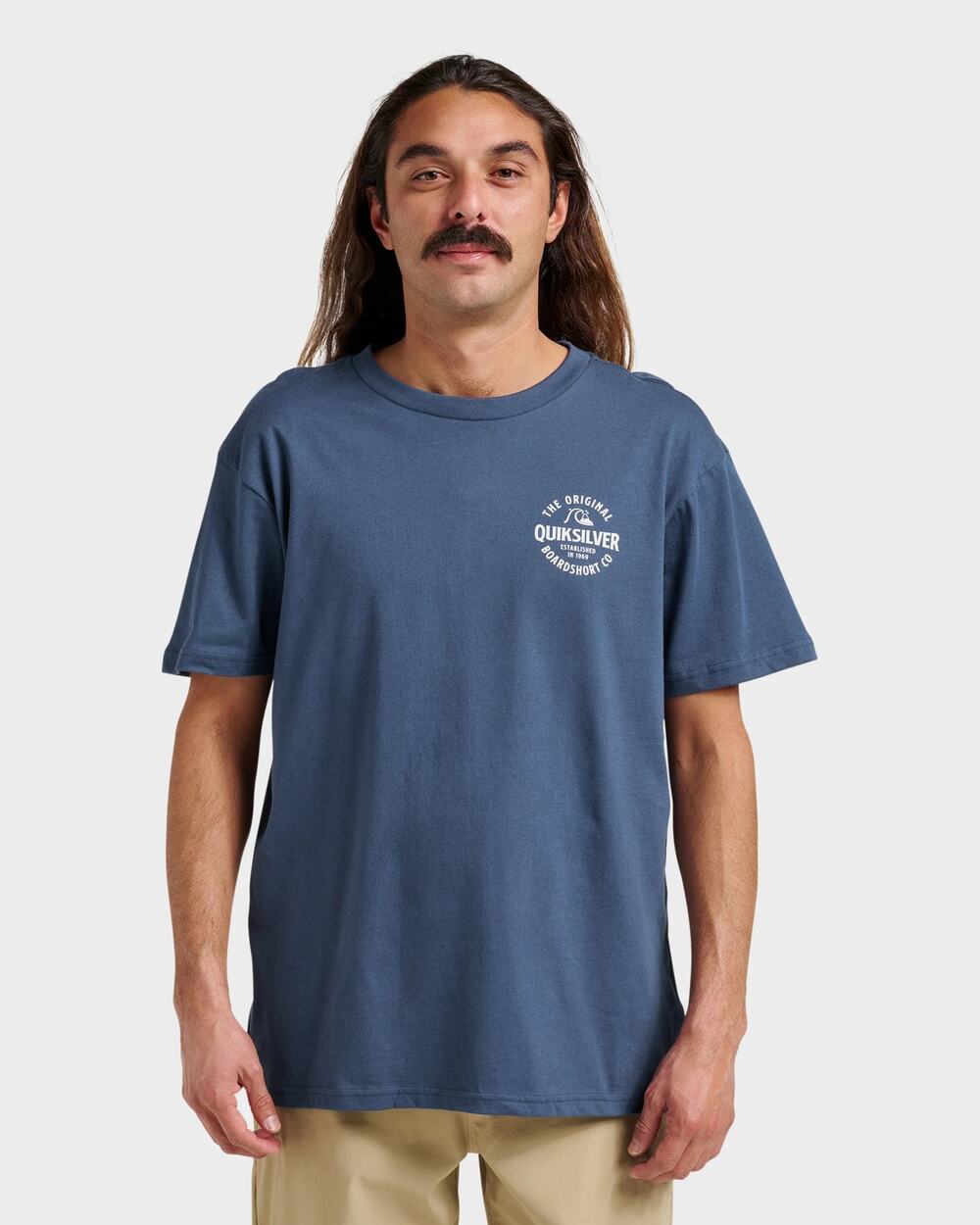 Quiksilver Men's Medium Navy Blue Locked Up Classic Graphic T Shirt Retro A17-2